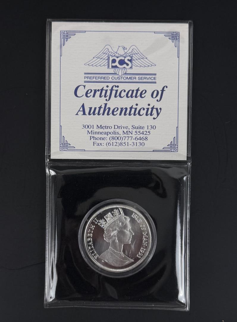 1993 Isle of Man Silver Cat Maine Coon Proof: Nice example with COA