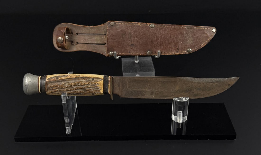 Solingen IMCO 47 Stag Horn Handle Hunting Knife: 10 1/4" long.
