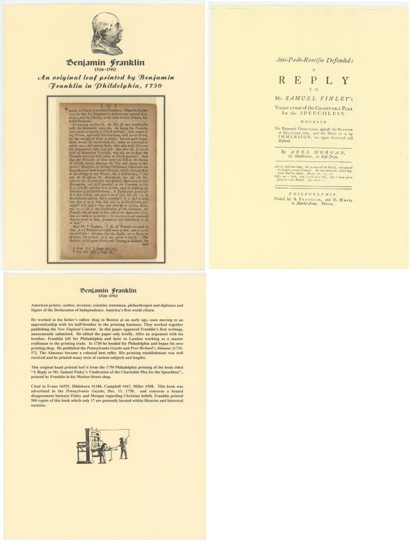 Benjamin Franklin Hand Printed Book Page (1 of 10)