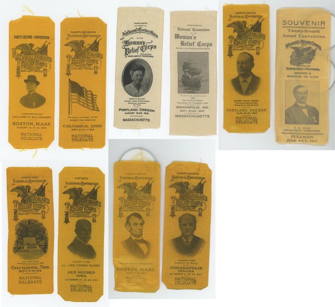 Women's Relief Corps National Convention Ribbons: Nice grouping.