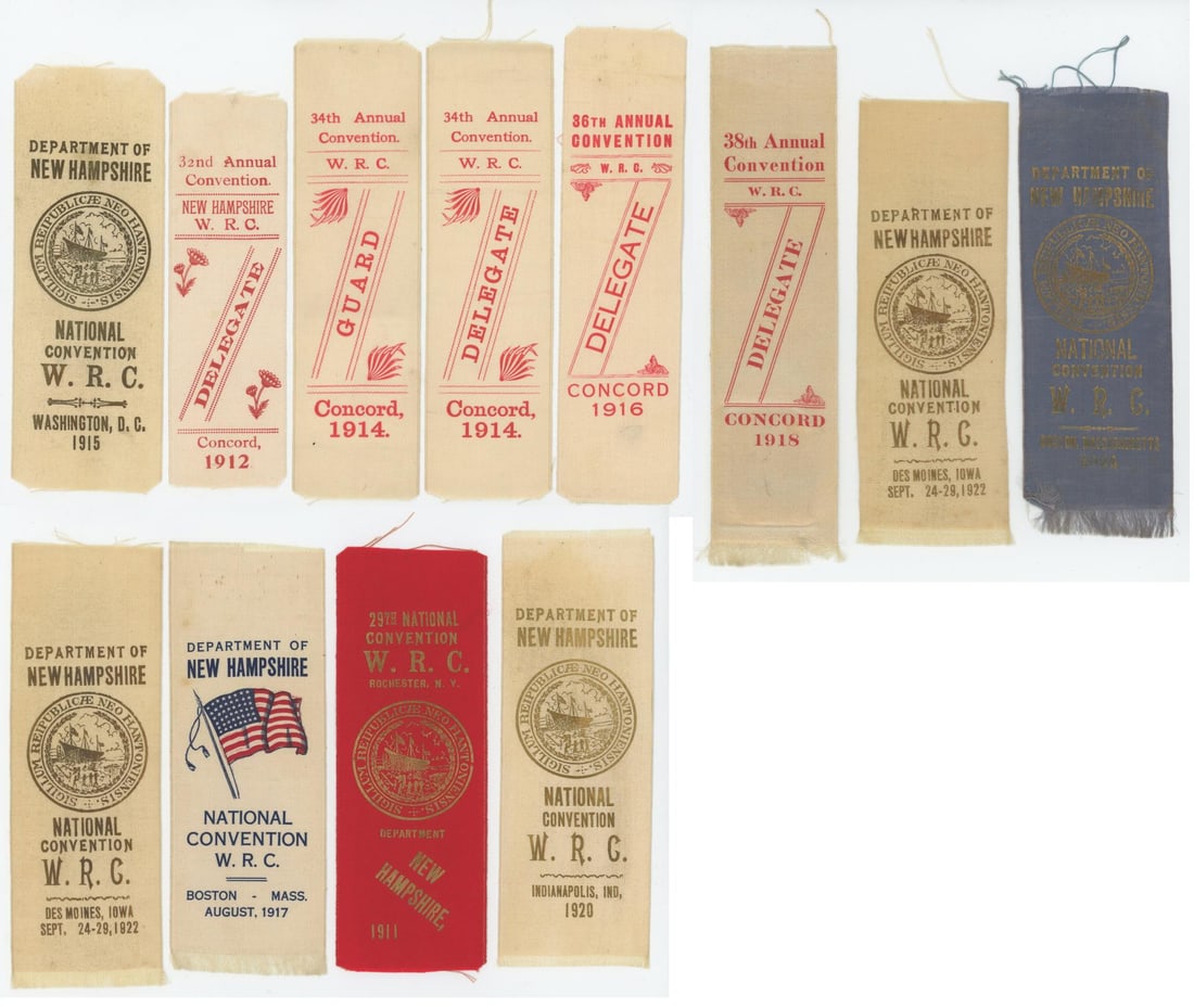 Women's Relief Corps Convention Ribbons: All from New Hampshire.