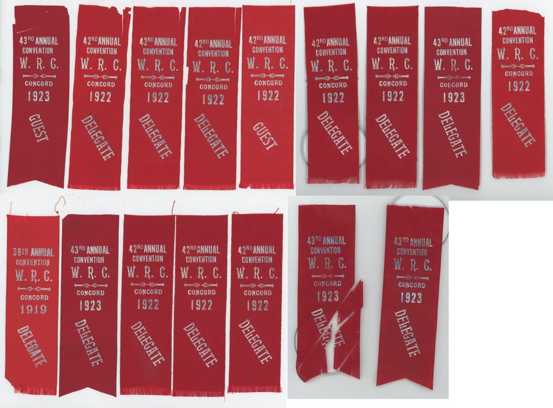Women's Relief Corps Convention Ribbons: Concord New Hampshire. Some damage and loss as shown.