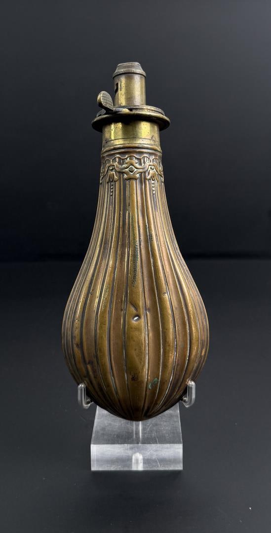 G.W. Ingram Patent Brass Powder Flask: 8" long.