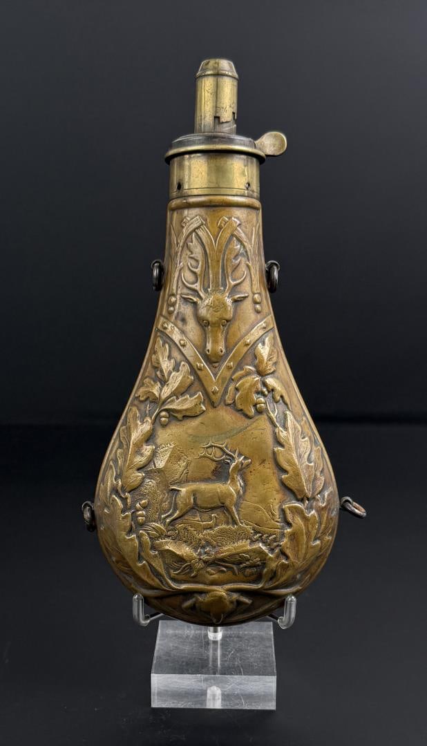 G&JW Hawksley Stag Brass Powder Flask (1 of 9)