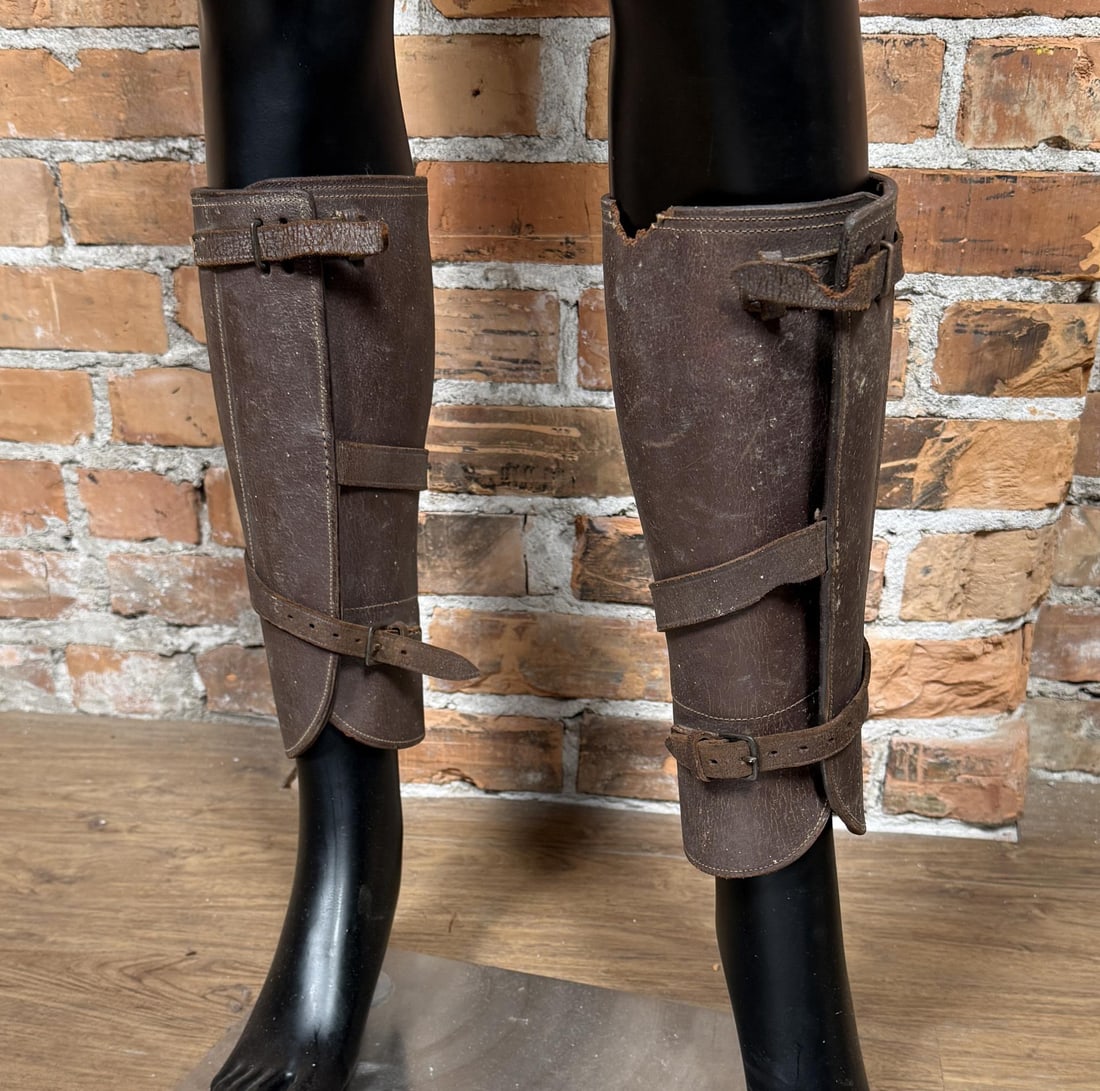 WW1 WWI Leather Cavalry Leggings Gaiters (1 of 10)