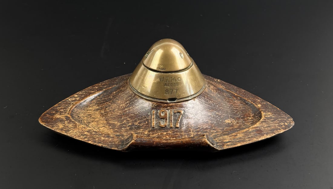 WWI WW1 Trench Art Bomb Fuse Inkwell (1 of 6)