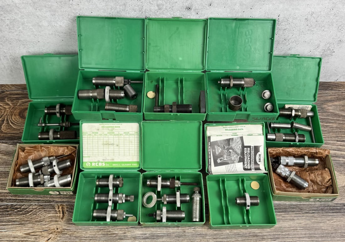 Collection of RCBS Reloading Dies: .32 S&W, .284 Win, Bullet Puller, Primer Pocket, .358 Win, .45 Colt, .308 Win.