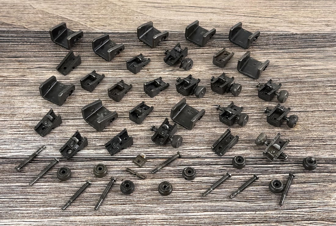 Springfield 1903a3 Rear Sight Parts: Nice grouping. 26 of the parts are marked "R".
