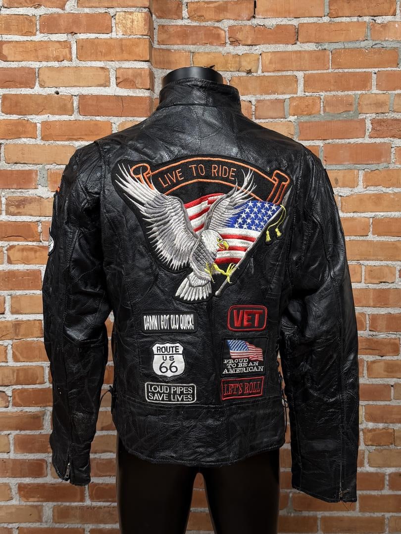 Rebel Ryder Leather Motorcycle Jacket: Size Large
