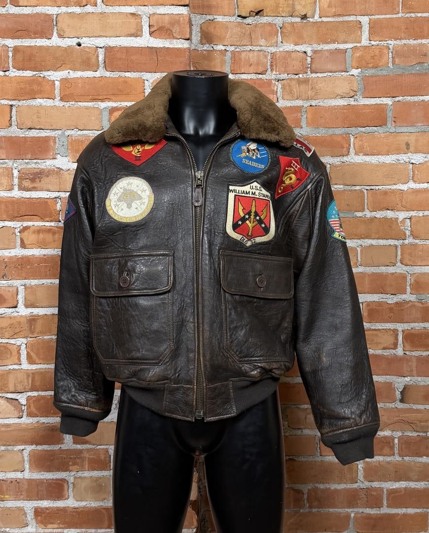 Avirex US Navy Leather Flight Jacket Type G-1: Size Medium