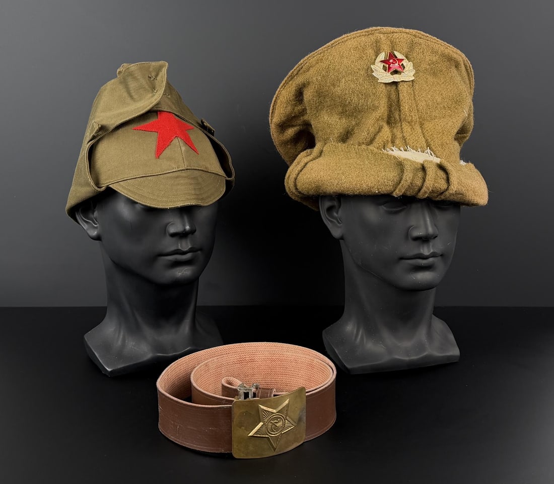 WW2 Soviet Russian Hats and Belt (1 of 9)
