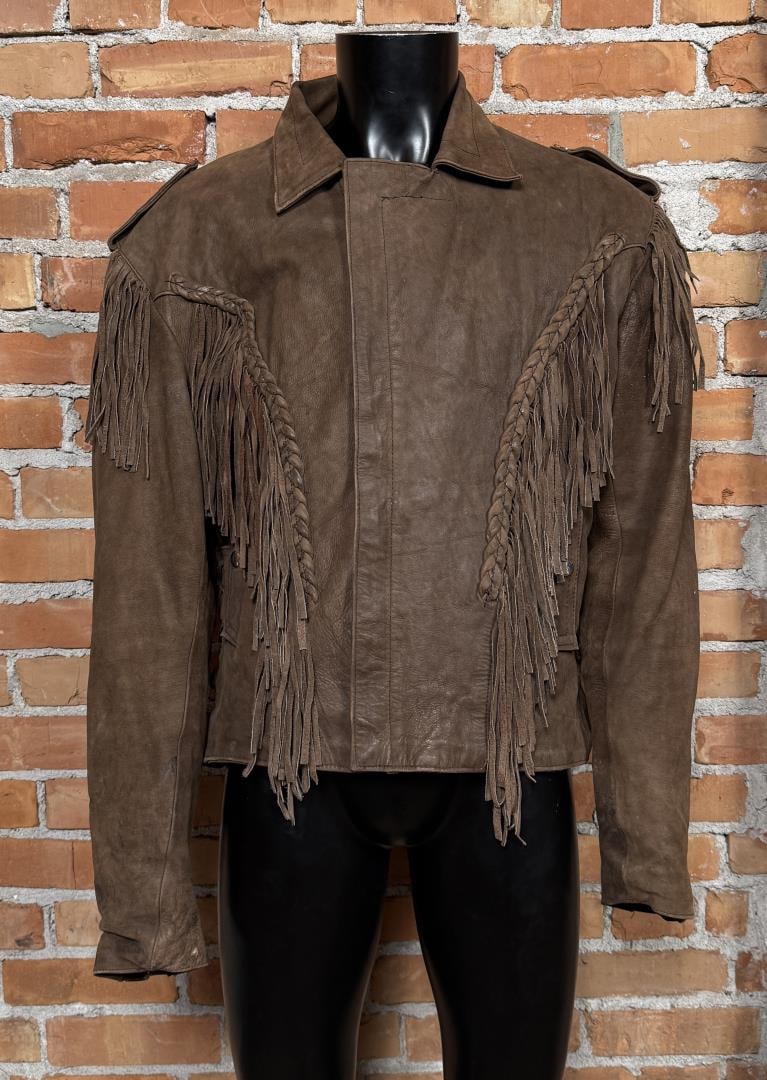 Diamond Leather Collection Fringe Jacket: Size 46. Some stitching loss in armpit.