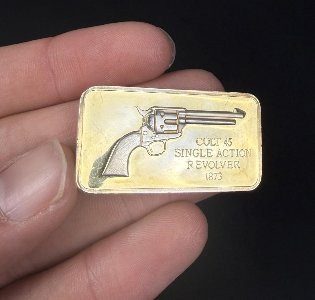 Lincoln Mint Colt .45 Revolver 1oz Sterling Bar (1 of 4)