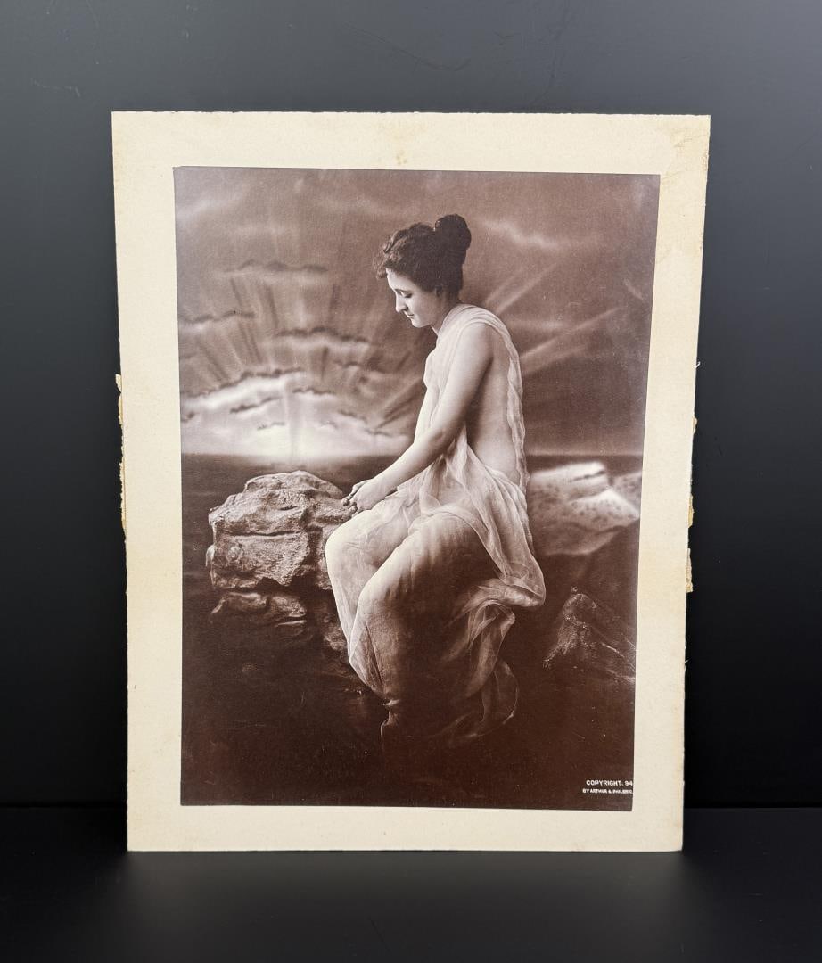 James Arthur Risque Sepia Tone Photo: 11" by 14". James Arthur was educated in Montreal with strong artistic inclinations. He arrived in Detroit in 1881 and began an active association with photographer J. E. Watson. By 1883, he became a