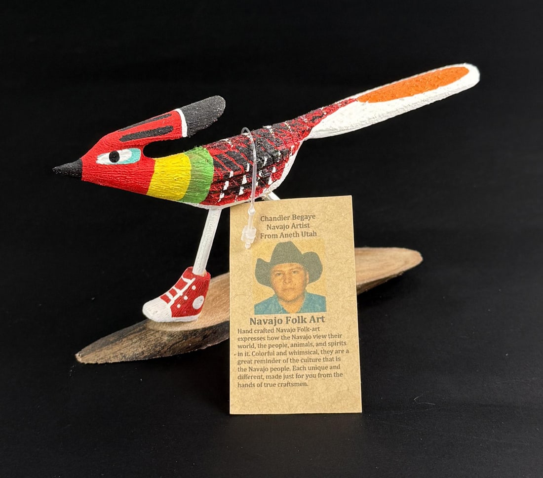 Chandler Begaye Navajo Folk Art Wood Carving: 5" by 2 1/2" by 1 3/4".