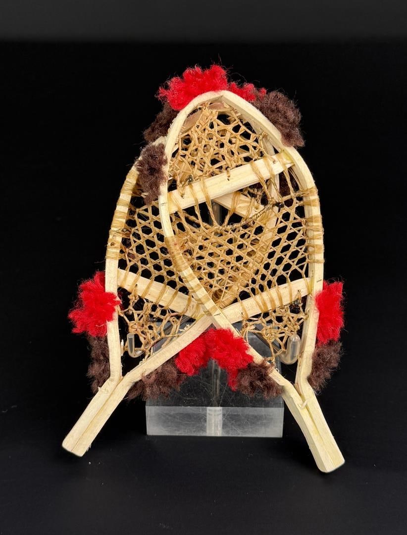 Miniature Huron Native American Indian Snowshoes: 5 3/4" long.