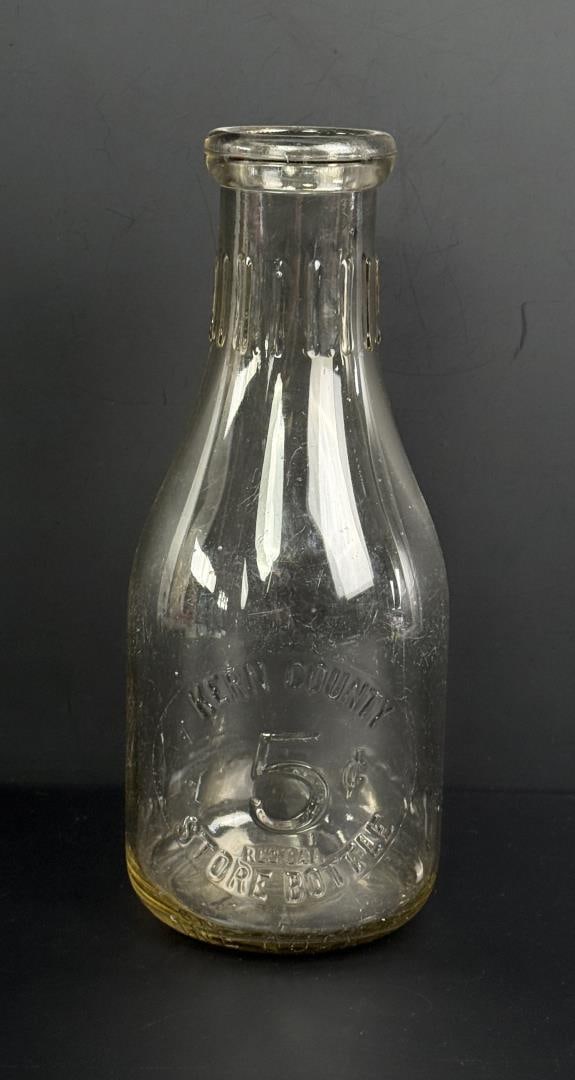Kern County California Store Milk Bottle: Quart size.