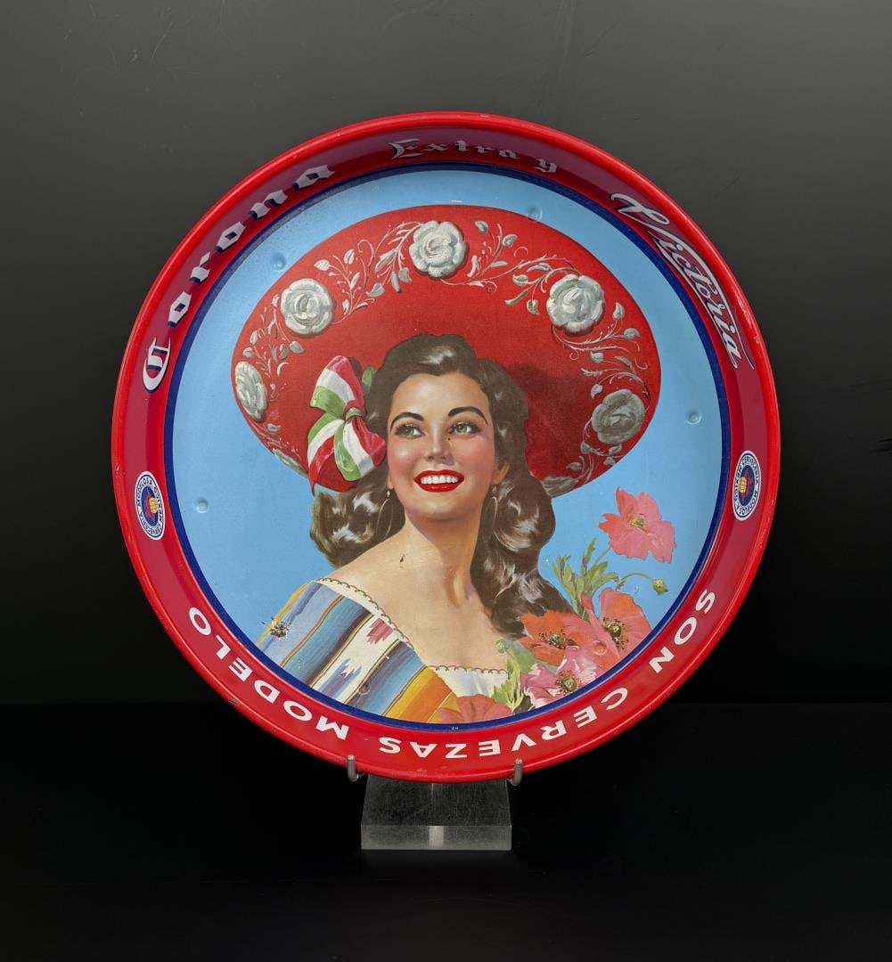 Corona Extra Beer Tray: 13 1/4" diameter.