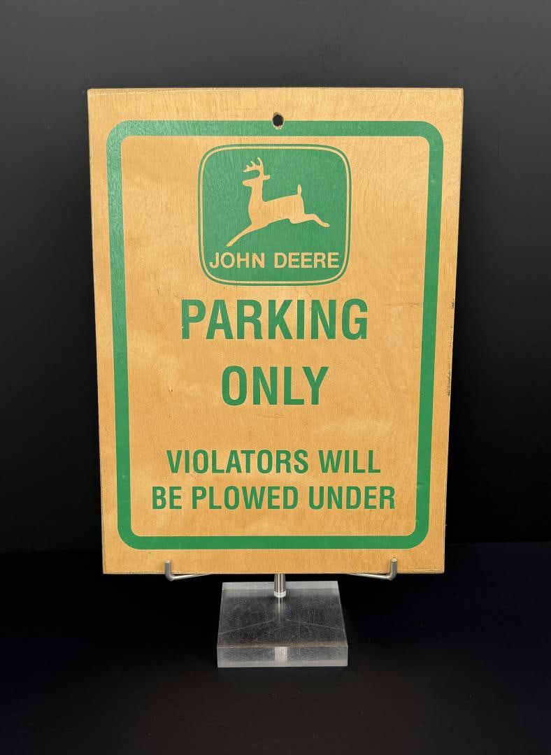 John Deere Parking Sign: 8 3/4" by 11 1/2".