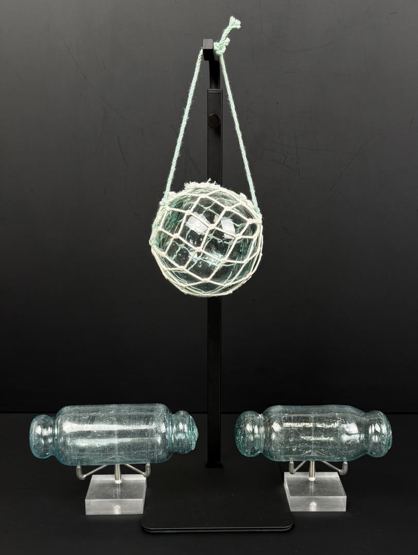 Antique Glass Fishing Net Floats: The rolling pins are 5 1/2" long.