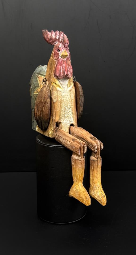 Folk Wood Rooster Shelf Sitter (1 of 9)