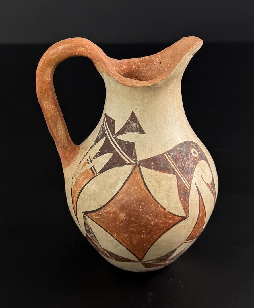 Acoma Pueblo Pottery Pitcher: 5" by 3 1/4" by 3 1/4".