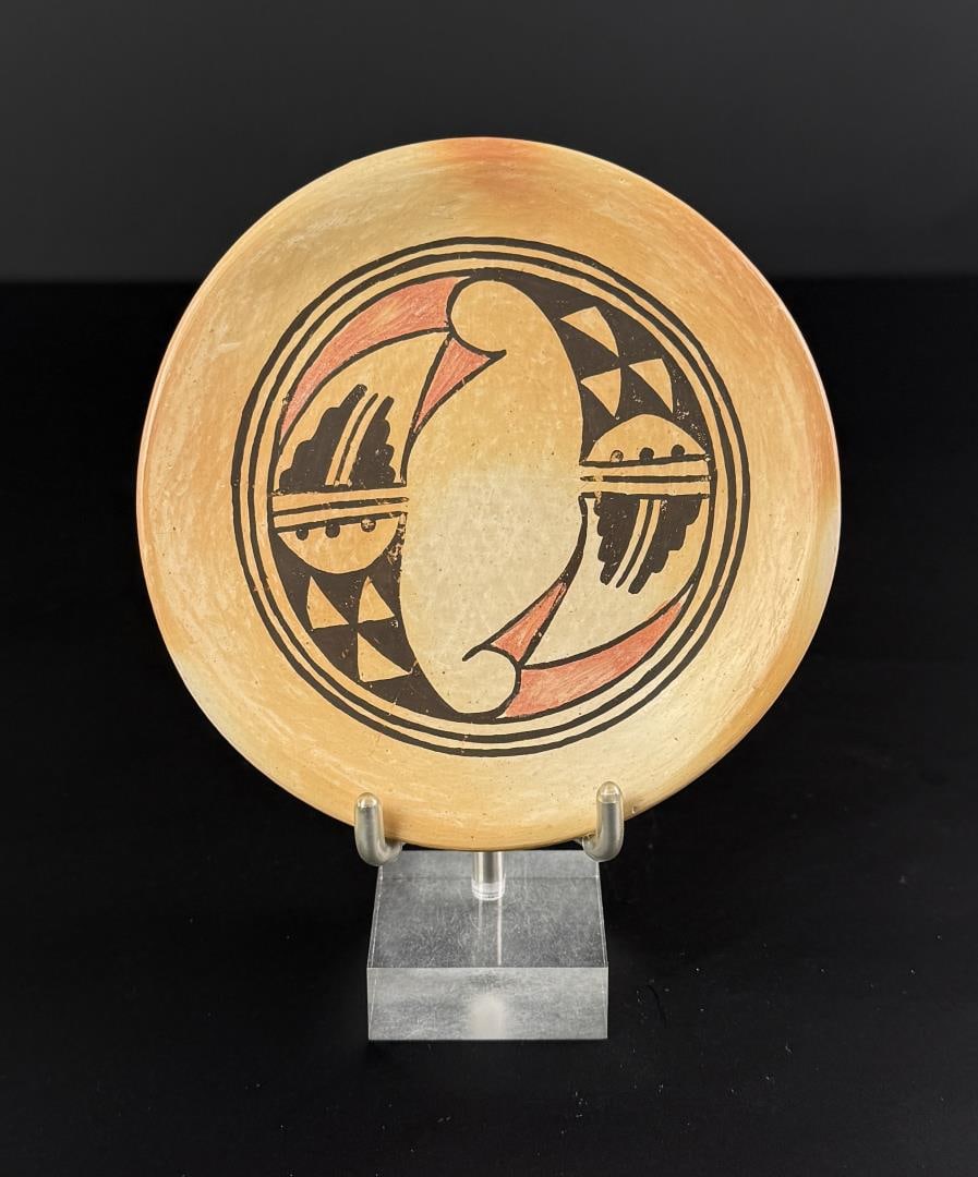 Emily Mutz Hopi Pueblo Pottery Plate: 4 1/2" diameter, 3/8" tall.