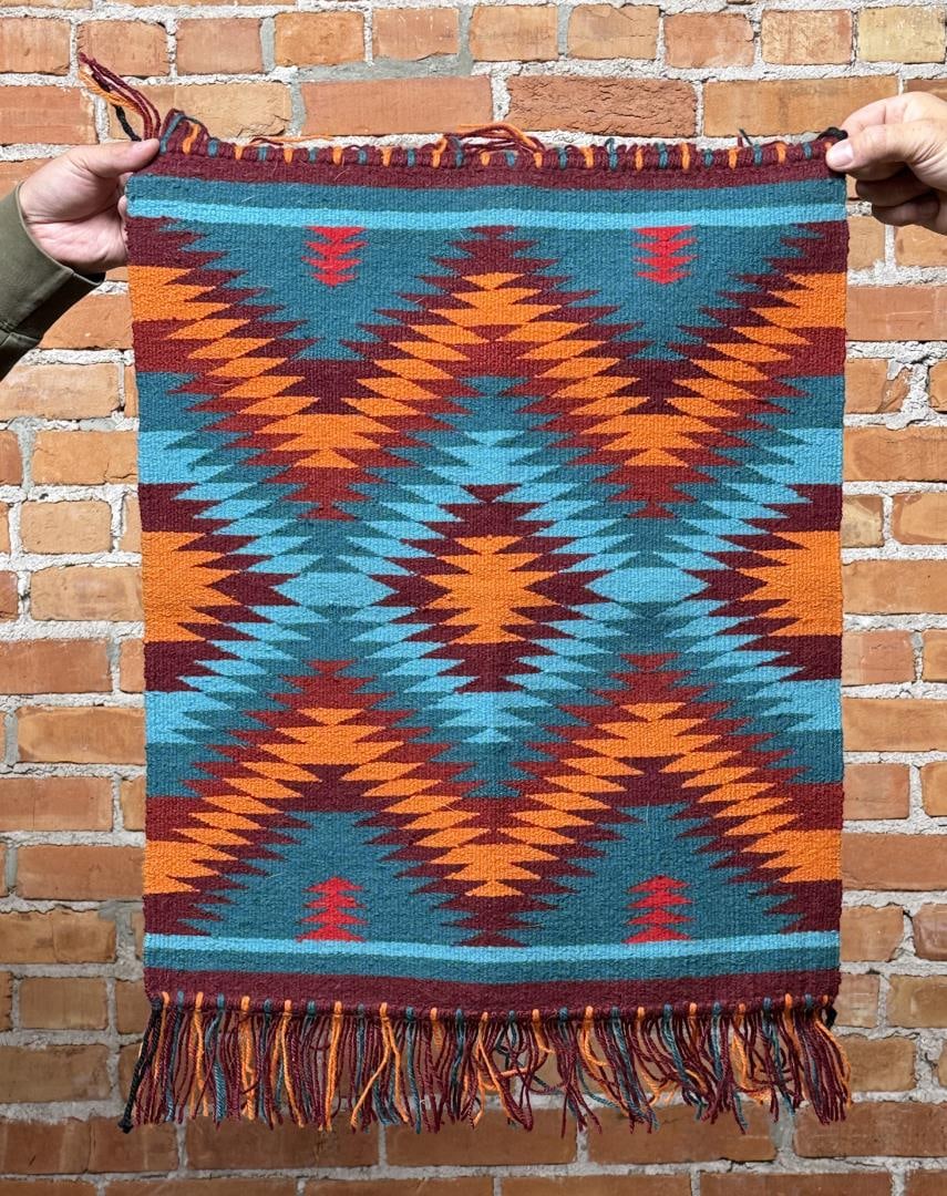 Navajo Indian Germantown Blanket Rug: 18 1/2" by 22 1/2"