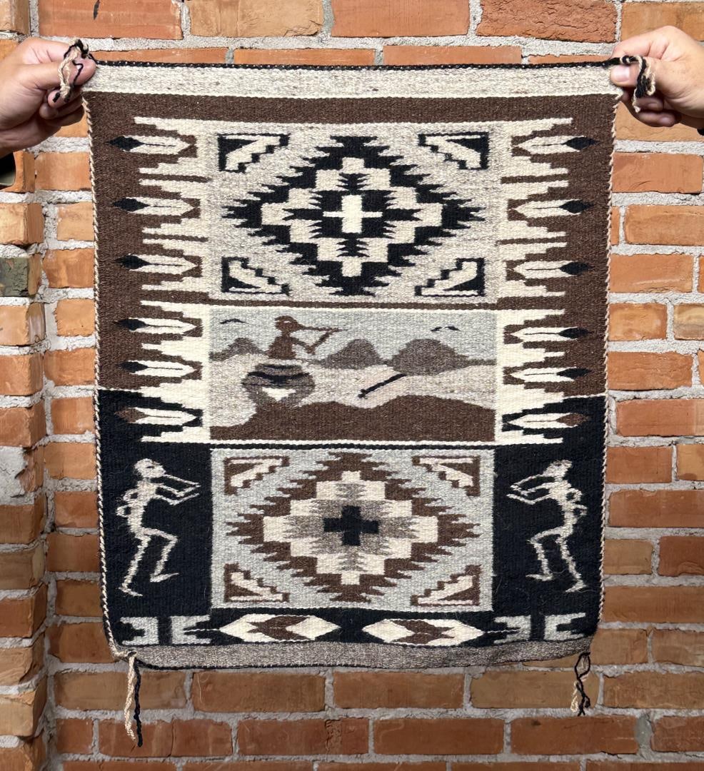 Navajo Indian Two Grey Hills Pictorial Sampler Rug (1 of 3)