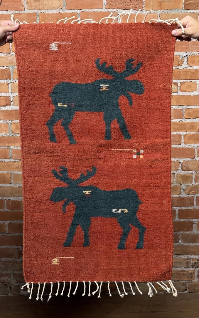 Zapotec Mexican Wool Moose Rug: 22 1/2" by 36 1/2"