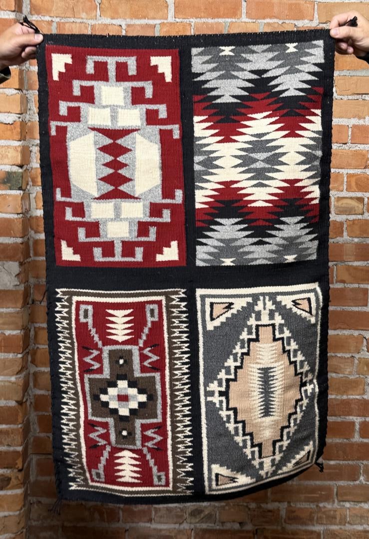 Navajo Indian Ganado Four in One Sampler Rug: 24 1/2" by 41"