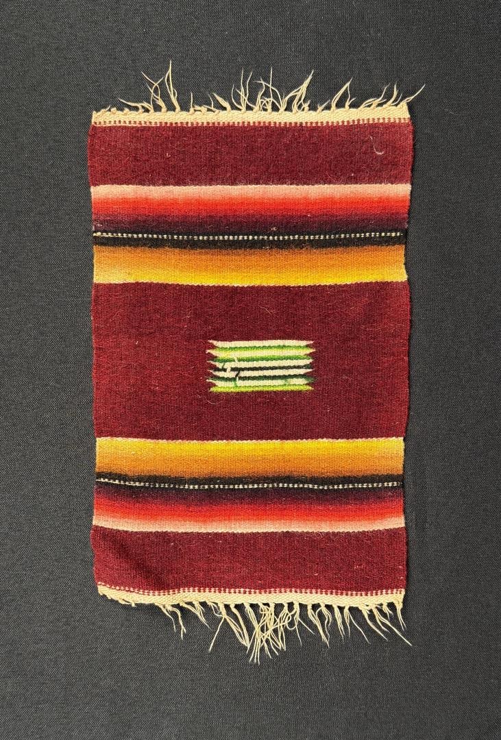 Antique Mexican Wool Serape Saltillo Throw Blanket (1 of 3)