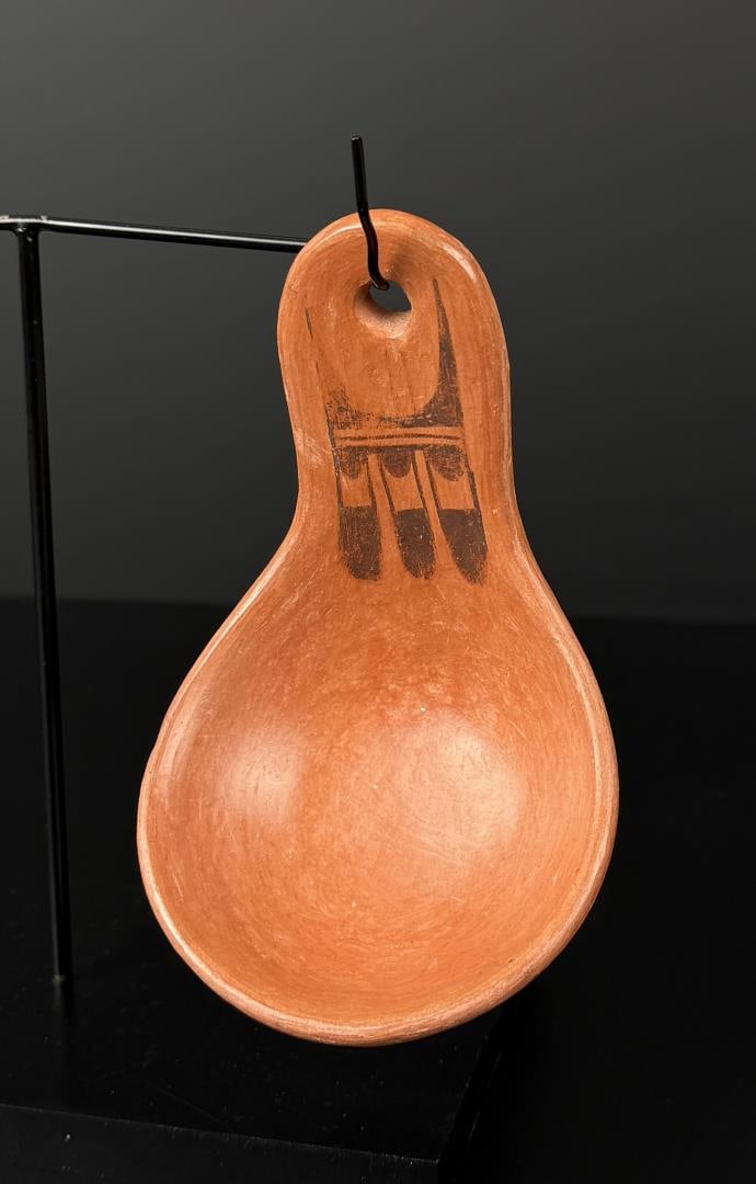 Hopi Pottery Water Spoon Ladle: 5 1/8" by 3 1/4" by 2 1/8".