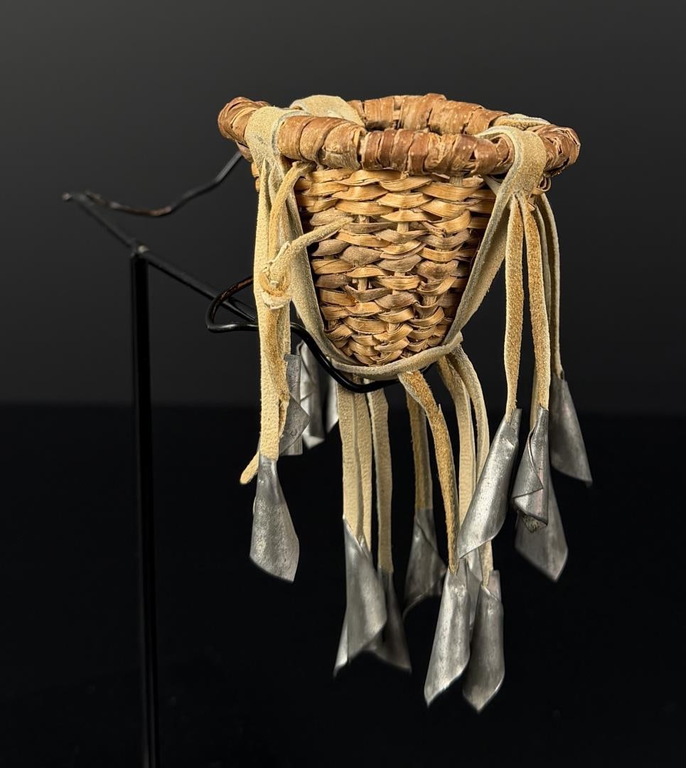 Miniature Apache Indian Burden Basket: 5" by 3 5/8" by 2 1/2"
