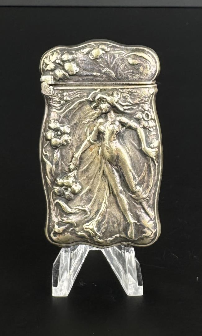 Art Nouveau Nude Match Safe Vesta Case: 2 1/2" by 1 1/2"