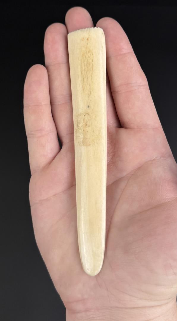 Whaler Made Whale Bone Net Tool: 5 1/4" long.