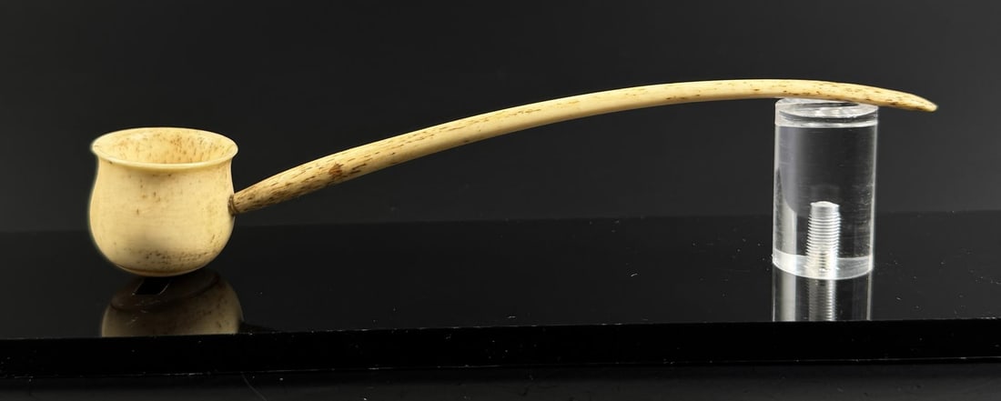 Whaler Made Whale Bone Dipper Ladle: 7" long.
