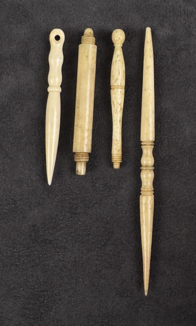 Whaler Made Whale Bone Sewing Bodkin Awls Tools: Nice grouping