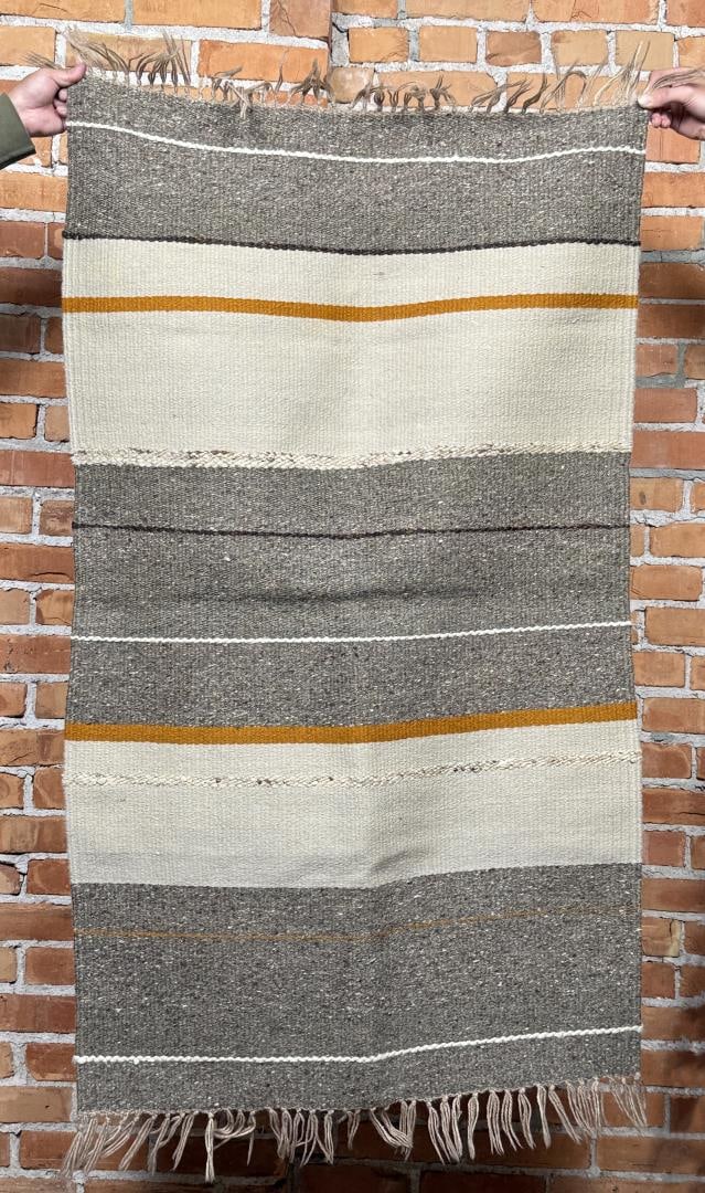 Antique Mexican Wool Serape Saltillo Rug: 32 1/4" by 56 3/4"