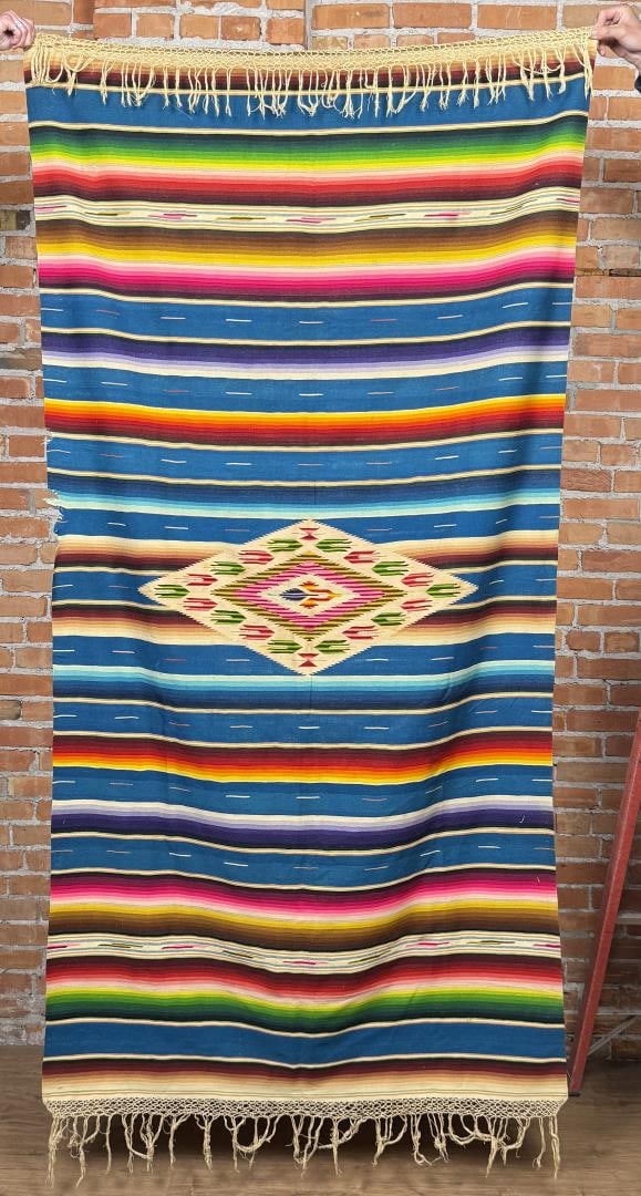 Antique Mexican Wool Serape Saltillo Blanket (1 of 6)