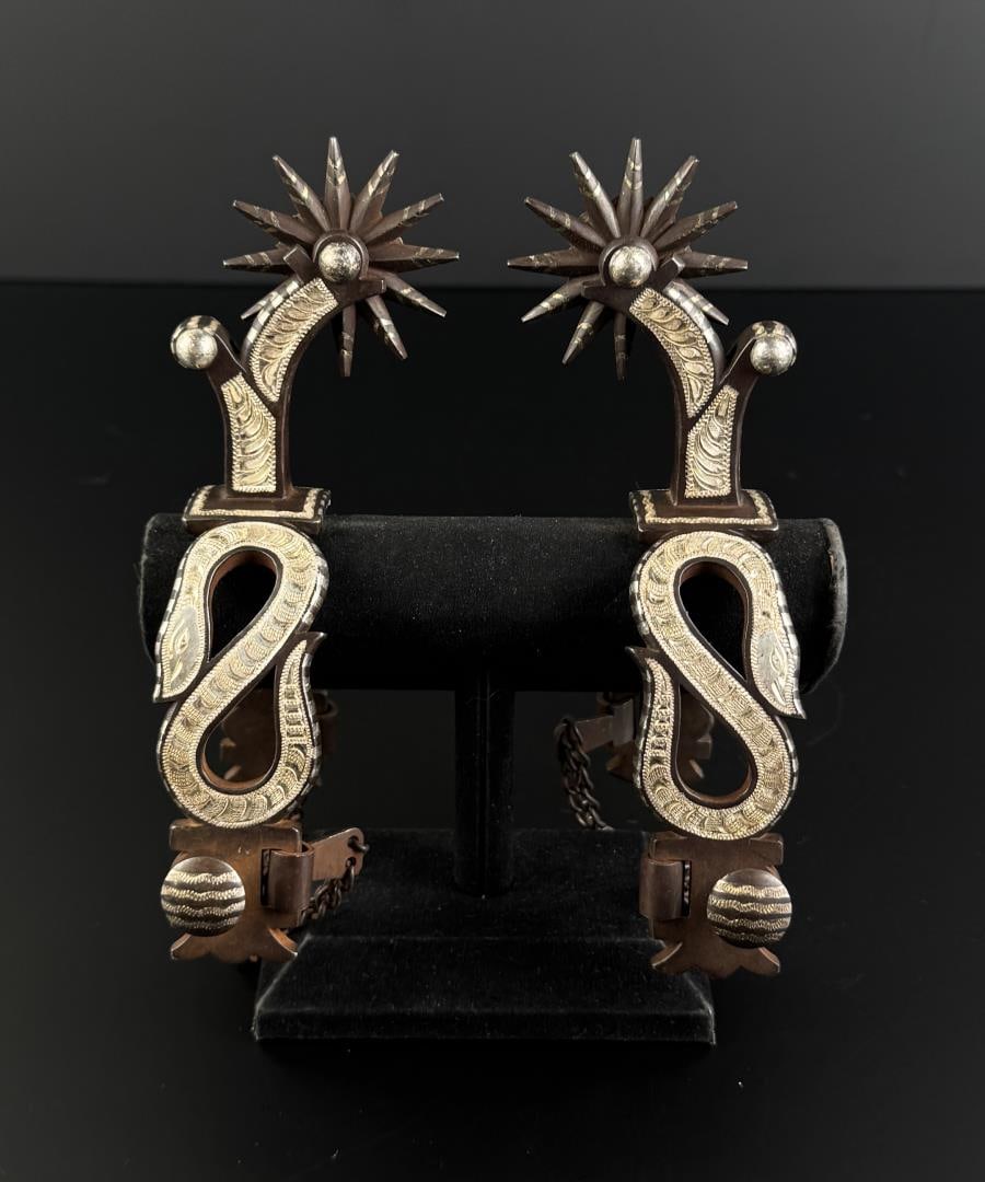 El Gato Silver Mounted Snake Cowboy Spurs (1 of 6)