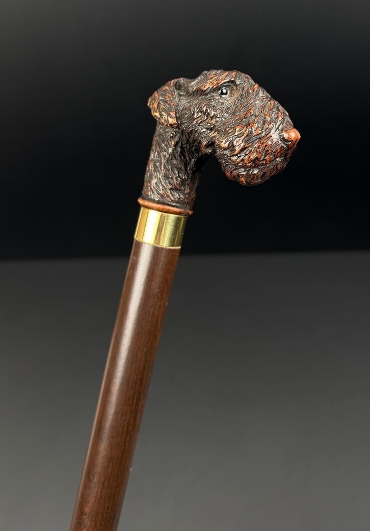 Airedale Terrier Dog Head Walking Stick Cane: 36" long.