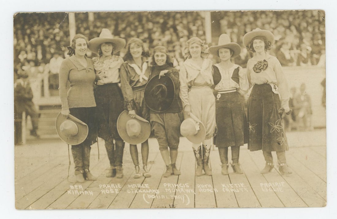 Group of Famous Rodeo Cowgirls RPPC Postcard (1 of 3)