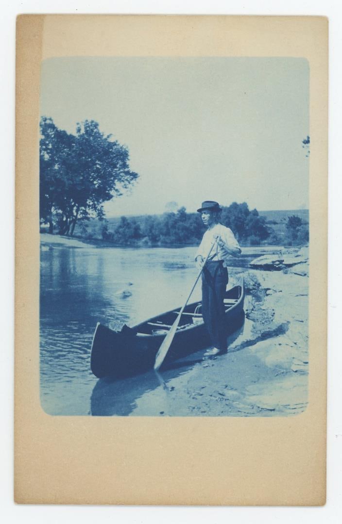 Dillons Falls Ohio Cyanotype RPPC Postcard (1 of 3)