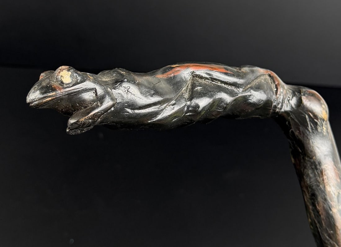 19th Century American Folk Art Frog Walking Stick (1 of 6)