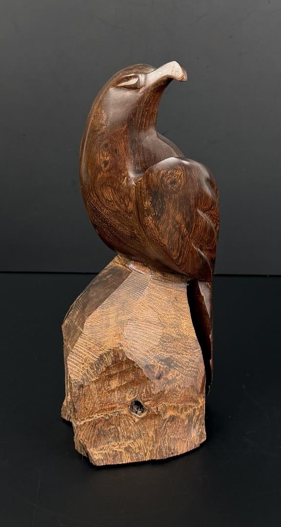 Mexican Ironwood Eagle Carving: 9 7/8" tall, 4 1/4" diameter.