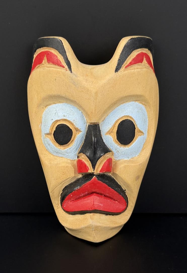Myron Barnes Tlingit Northwest Coast Maskette: 3 3/4" by 2 1/2".
