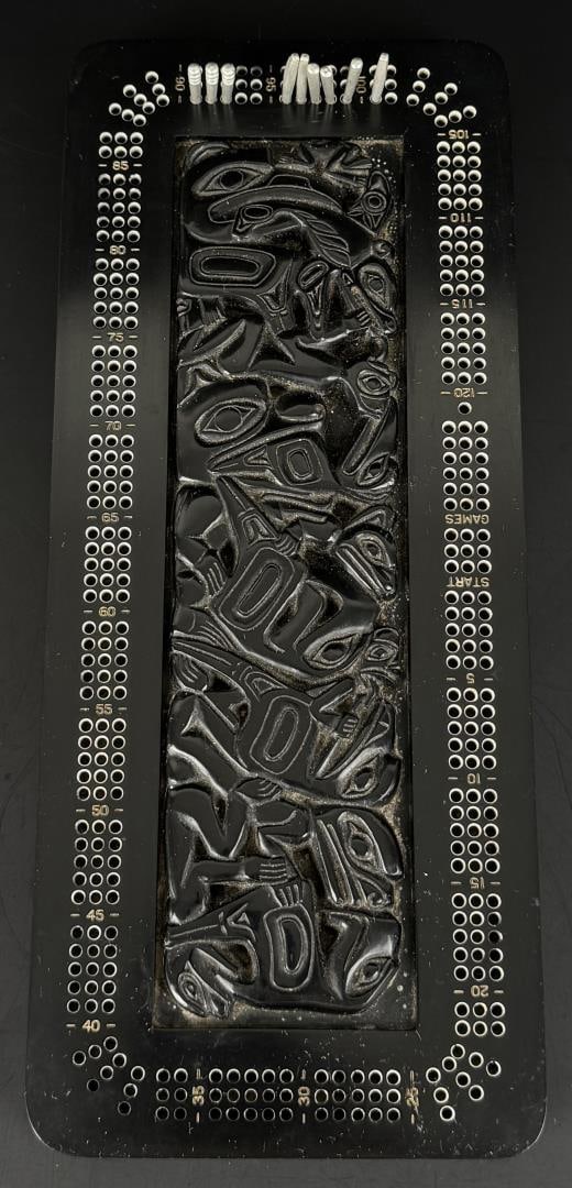 Northwest Coast Indian Resin Cribbage Board (1 of 4)