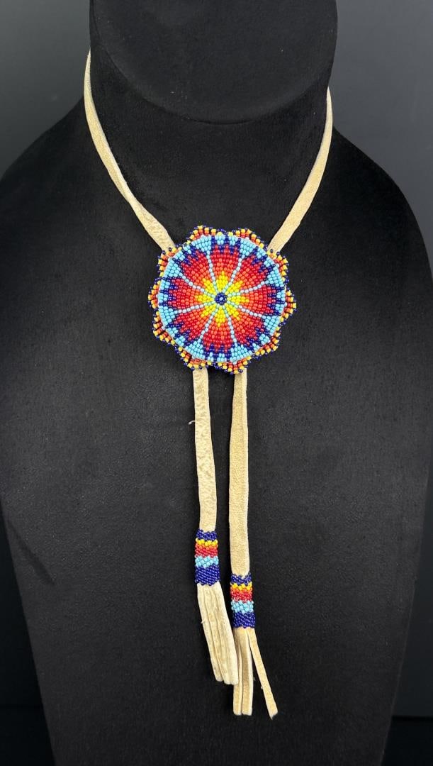 Blackfoot Native American Indian Beaded Bolo Tie (1 of 4)