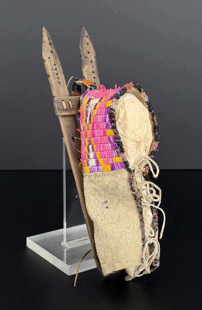 Fort Berthold Sioux Indian Miniature Cradleboard: 11 7/8" long, 3 1/2" wide. First Quarter of the 20th Century